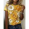 Summer Women's 3D Floral Print Crew Neck T-shirt Is Fashionable, Versatile, Trendy, Casual, and Breathable