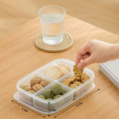 Bento-Snack-Boxen, wiederverwendbar, 4-Fach-Lebensmittelbehälter für die Reise, Bento-Box
