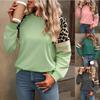 Women S Leopard Print Patchwork Long Sleeve Loose Sweatshirt