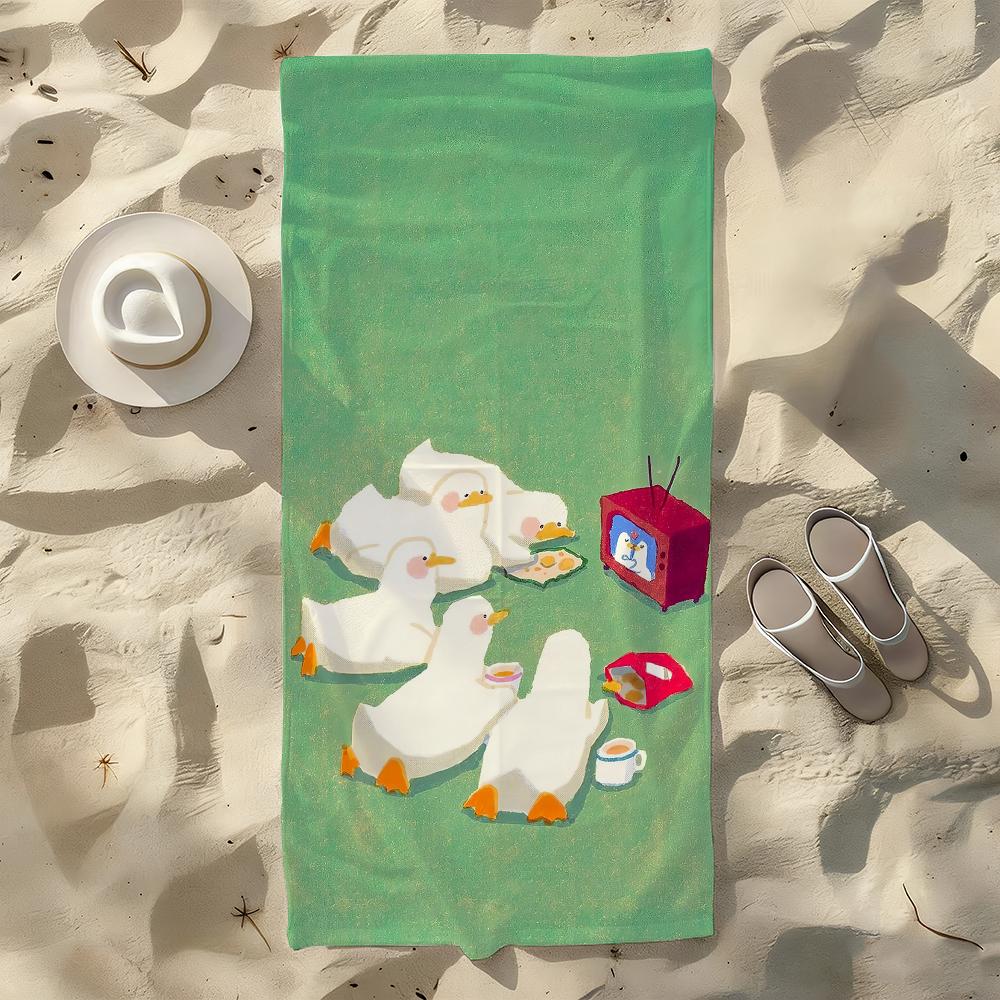 Cartoon Funny Big Goose Towel For Swim Yoga Gym Quick Drying Soft and Skin-friendly Beach Towels All-Season