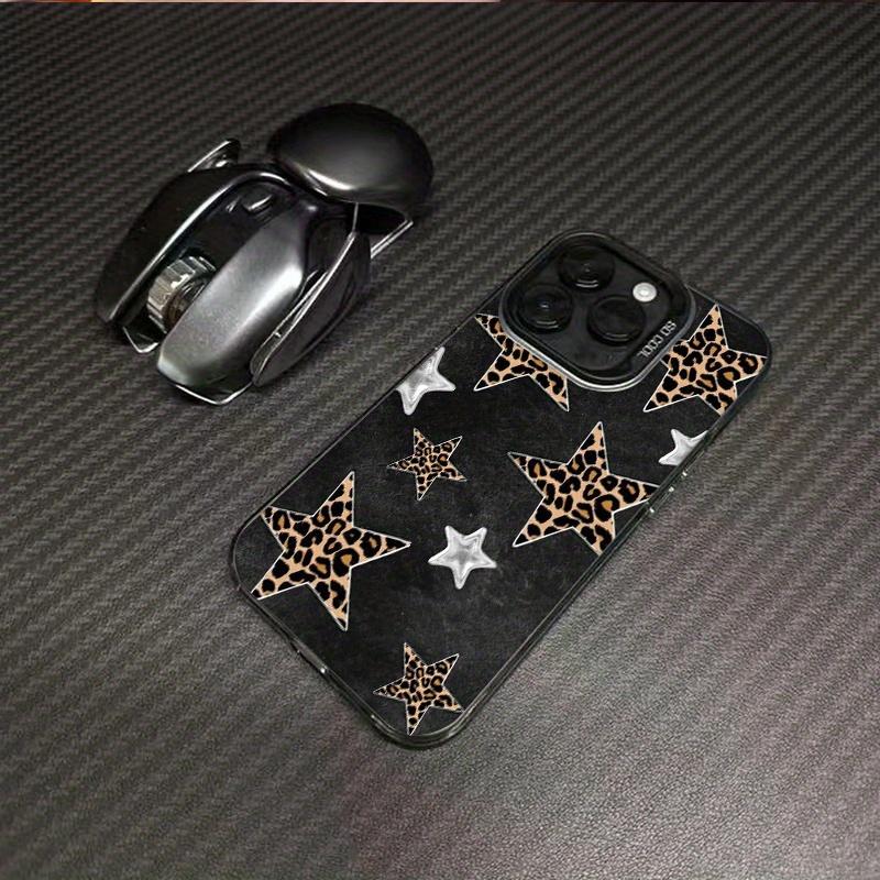 Leopard Silver Star Pattern Phone Case Suitable for iPhone 17 16 15 14 13 12 11 Pro/Max/Plus Anti Drop and Shockproof Back Cover