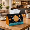 1pc Cosmic Marine Fantasy Tissue Box - Whale Moon Star Planet Napkin Storage Box, Suitable for Rolls/Facial Tissues/Single Sheets, Two Sizes Available
