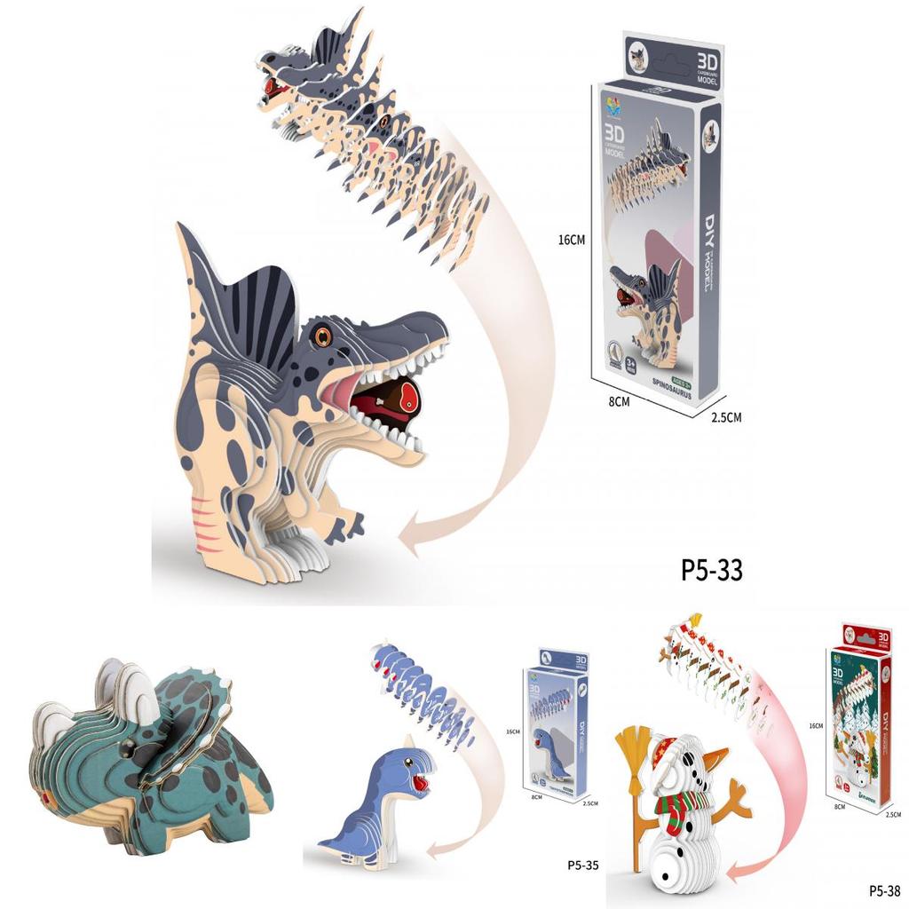 Colorful Cartoon Dinosaur 3d Puzzle Toy For Kids Creative Diy Paper Model Fun
