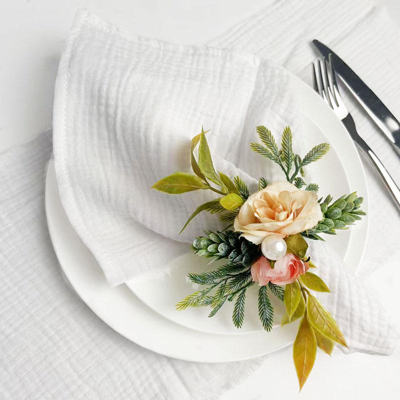 6Pcs 40x40cm Thick Gauze Cotton Napkins Reusable Tea Towel for Wedding Party Dinners Baby Shower Christmas Table Decoration