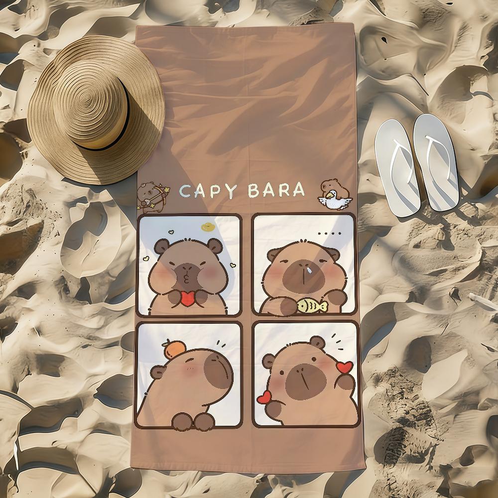 Towel Beach Towel Oversized Art Quick Cartoon Dry Towel Absorbent Soft Swim Capybara Kawaii Cute BeachTowels for Men Women