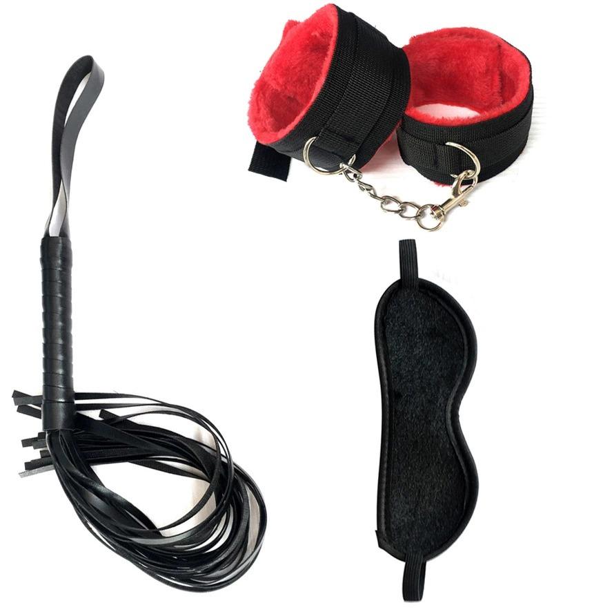 SM Fetish Bondage Erotic Toy Restraint Set Sex Toys For Women Handcuffs Whip Binding Anal Plug Vibrator Couple Sexy Tool