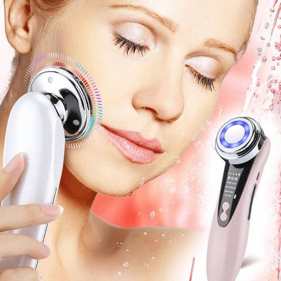 Face Massage Machine for Facial Ultrasound LED Light Therapy EMS Facial Massager Electric, Double Chin Reducer, Skin Lifting Device  Wrinkle Remover