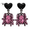 Alternative Fashion Earrings 1 Pair Halloween Theme Acrylic for Women, Gothic Pink Spider Flame Pattern Drop Dangle Earrings, Spooky Holiday