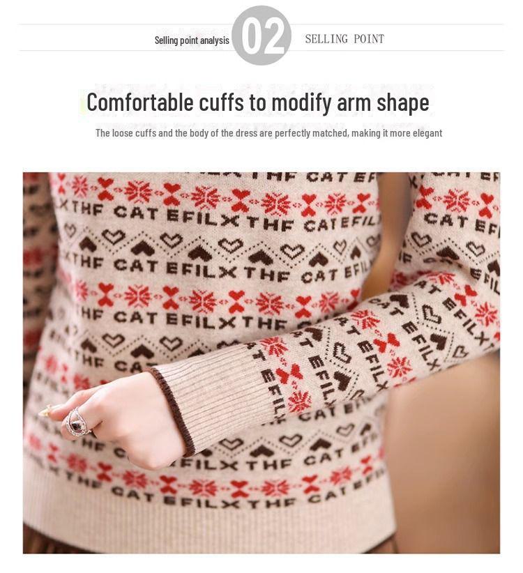 2024 Women's Autumn/Winter Half-Turtleneck Jacquard Knitted Sweater