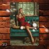 Vintage Iron Sign X Inch D Flat Metal Wall Art Retro Pinup Girl with Dog Decor Bar Office Home Decoration Gift for Dog