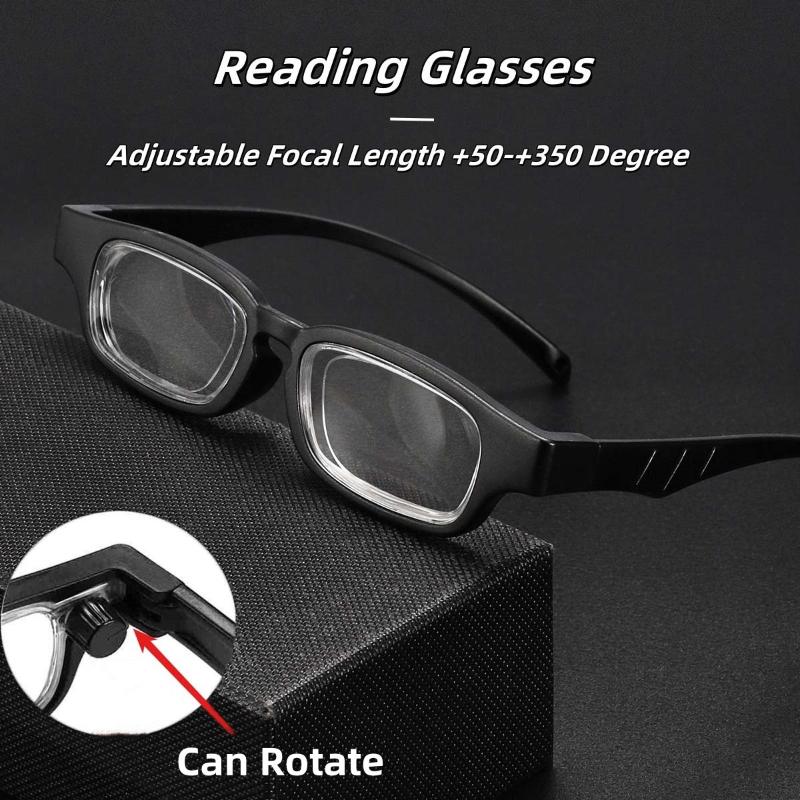 Rotatable Adjustable Focal Length Reading Glasses +50-+350 Comfortable Convenient High-end Eyewear