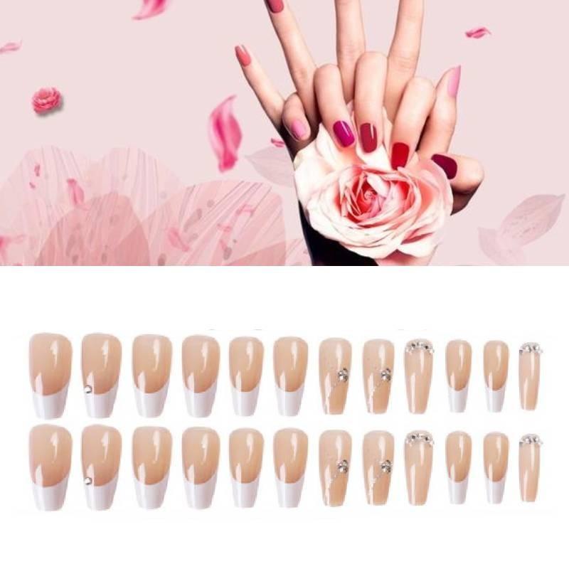 French Glass Heart Nail Sticker Milky White Jelly Gel Starry Design