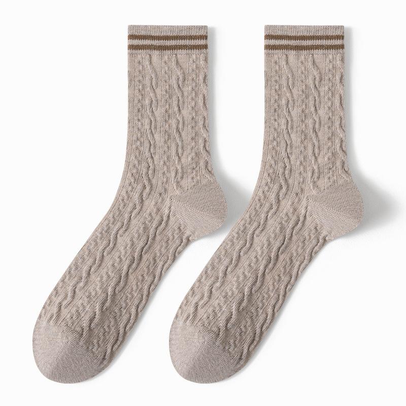 Female Autumn and Winter Trend Twist Anti Bacterial Deodorant Tube Socks