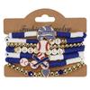 Polymer Clay Beaded Baseball Bracelet - Elastic Multi-Layer Fans Bracelet for Daily and Sports Occasions