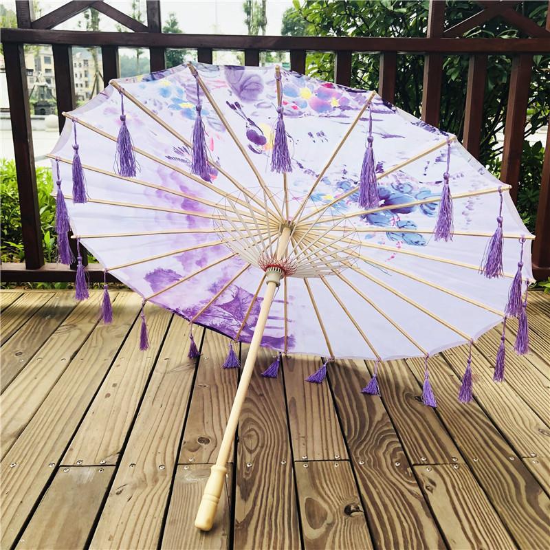 Traditional Hanfu Umbrella with Tassels for Women's Costumes and Children's Photoshoots