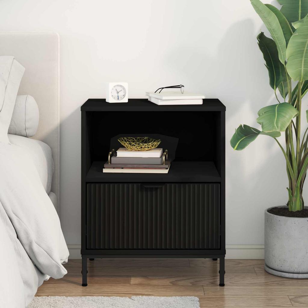 Nightstand with Drawers Black 49 x 36 x 61 cm Engineered Wood