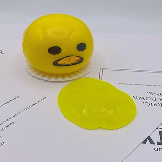 4Pcs Cartoon Egg Yolk Stress Ball Anxiety Relief Vomitive Yolk Squeeze Ball Sensory Toy Kids Teens Adults Portable Soft TPR Ball Pinch Fidget Toy