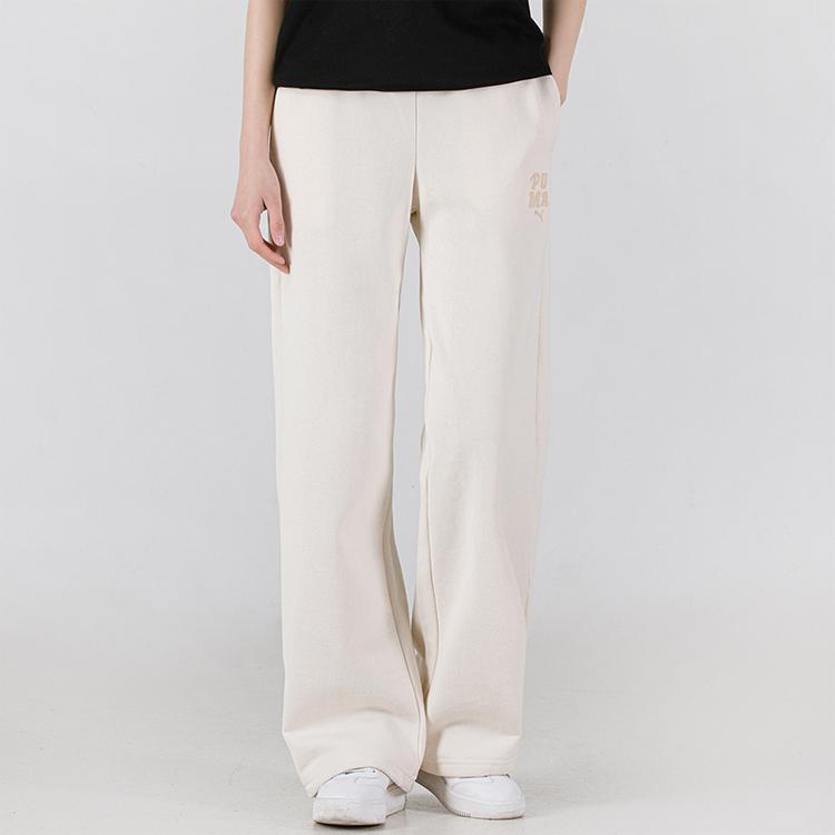 Puma Logo Print Loose Wide Leg Sports Pants Women pants Off-White 536308-99