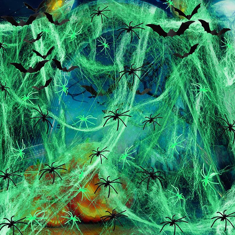 Spider Webs Halloween Decorations with Fake Spiders, Super Stretch Cobwebs for Halloween Indoor and Outdoor Party Sipplies