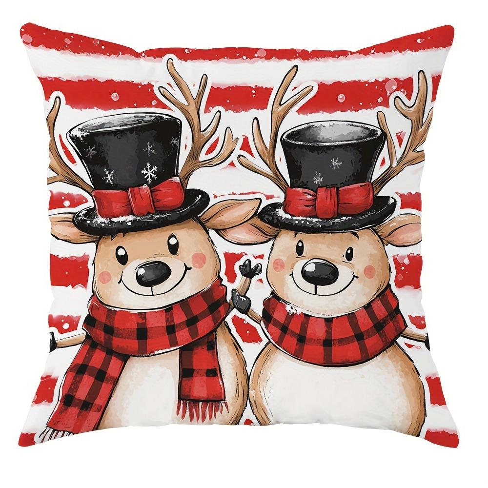 

Наволочка для украшения рождественской вечеринки с рисунком снеговика и оленя подойдет для домашней комнаты, гостиной, дивана, чехла для подушки 40x40cm