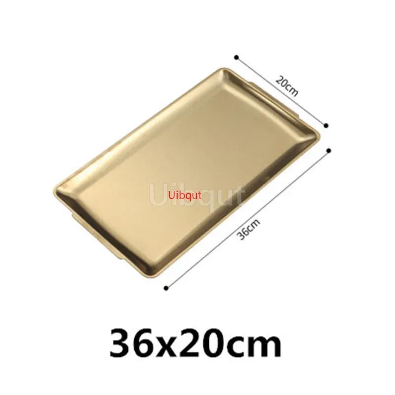 304 gold golden Stainless Steel Food Storage Trays BBQ Sushi Flat Dish Bread Pastry Baking Pan Kitchen Fruit Vegetable Plate