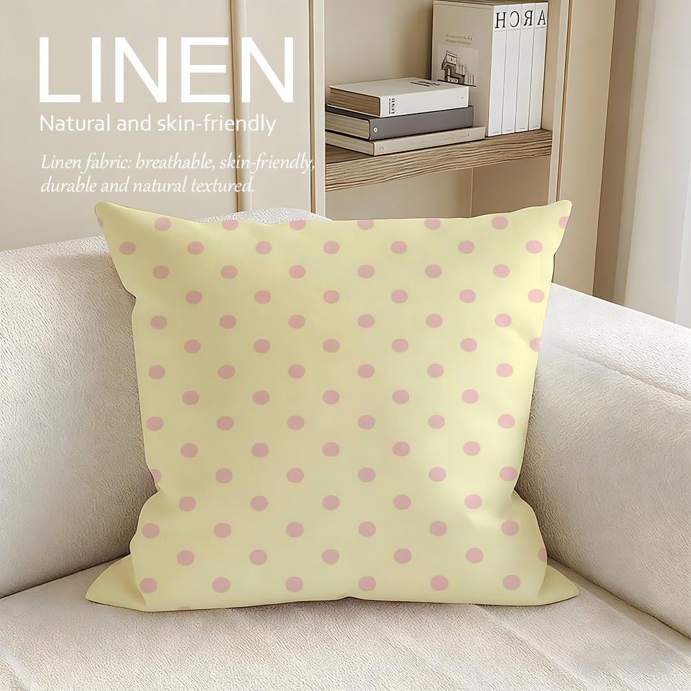 Art Polka Dot Cushion Cover Linen Decorative Pillowcase Set Pcs x x x Breathable Washable Sofa Cushion Cover