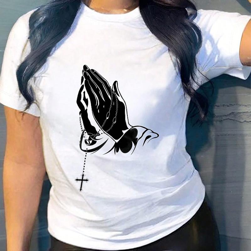 Fashion Women Love Fingers Print T Shirt Funny Casual O-neck Short Sleeves T-shirt Summer Female Tee Shirt