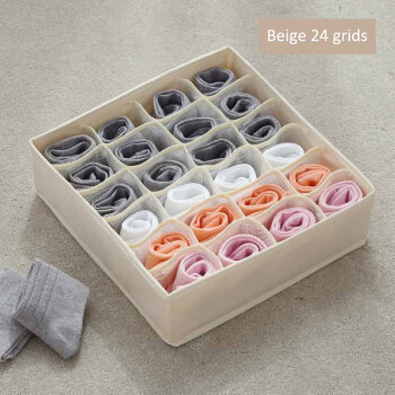 24-Compartment Drawer-Style Storage Box | Fabric Dividers, Deepened Space for Underwear & Socks