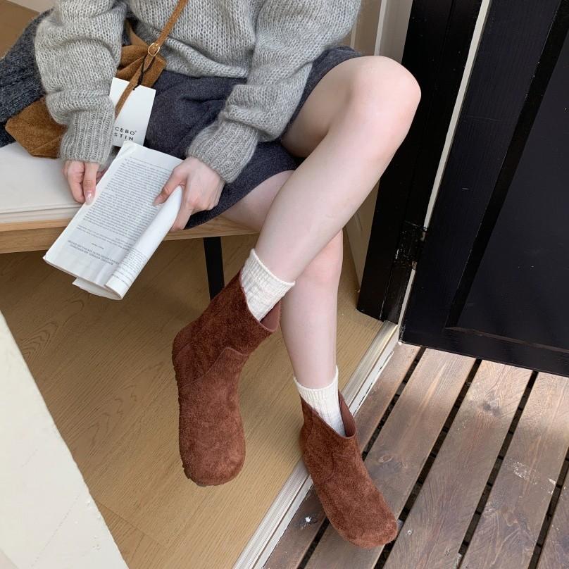 Short Boots Women's 2025 New Autumn and Winter Versatile Maillard Style Boots Korean Small Ankle Boots Show Feet Small French Thin Boots