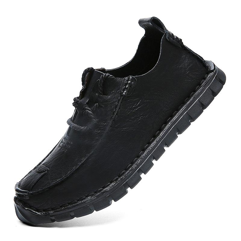 

Мода На открытом воздухе Мужская обувь Мужские Боевые Пустынные Повседневные Туфли Zapatos Hombre Натуральная Кожа Шитье Шнуровка Походная Обувь Повседневные Лоферы 38 чёрный