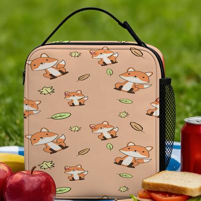 Cute Fox Lunch Bag  Retro Lunch Box For Men School Portable Insulated Cooler Bag Oxford Custom Thermal Tote Handbags