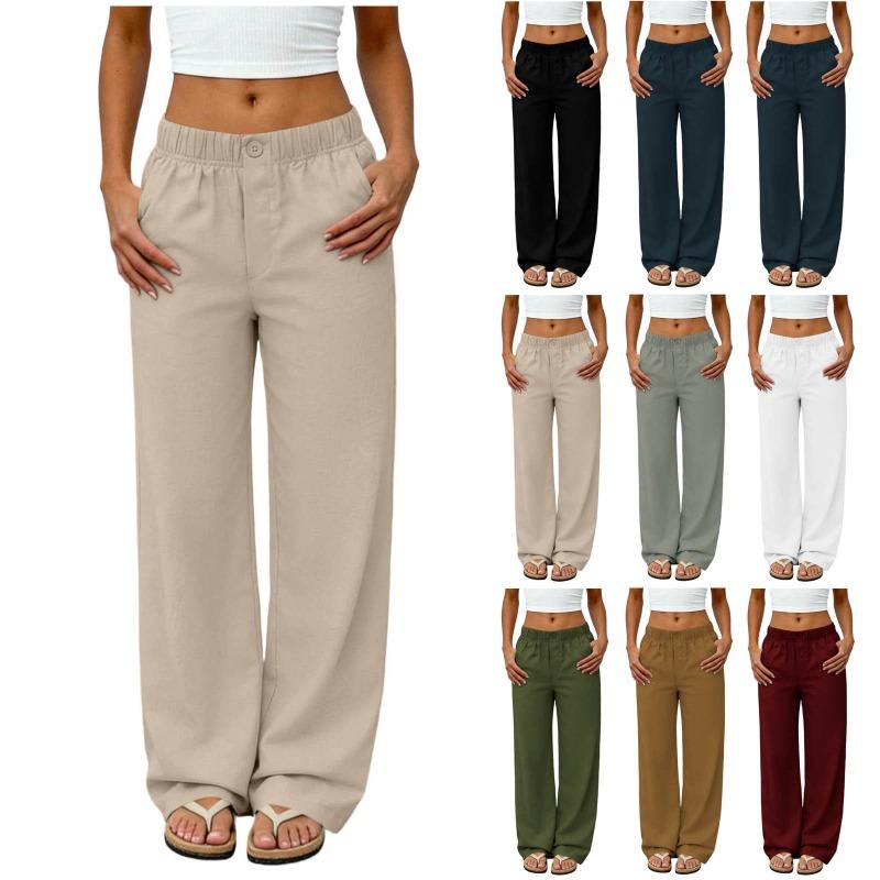 Summer new European and American style high waist loose straight pants women's casual trousers fashion versatile European and American