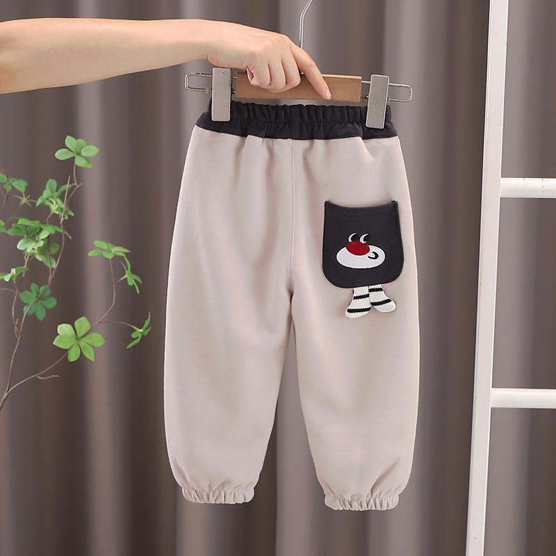 Baby Toddler Boys Cute Dinosaur Pattern Sweatpants Loose Fit Elastic Waist Jogging Trousers With Pockets For Daily Wear