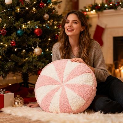 2026 Christmas Candy Plush Pillows 36cm Holiday Theme Decorative Cushion for Chair Bedroom, Living Room Dorm Apartment