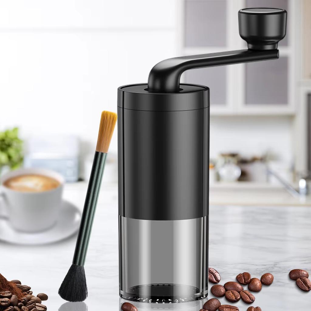 Manual Coffee Grinder with Brush, Portable Coffee Grinder with Adjustable Settings and Ceramics Grinding Core
