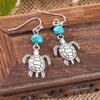 Bohemian Turquoise Dangle Earrings Vintage Silver Tree Of Life Teardrop Spiral Ethnic Drop Earrings For Women Jewelry