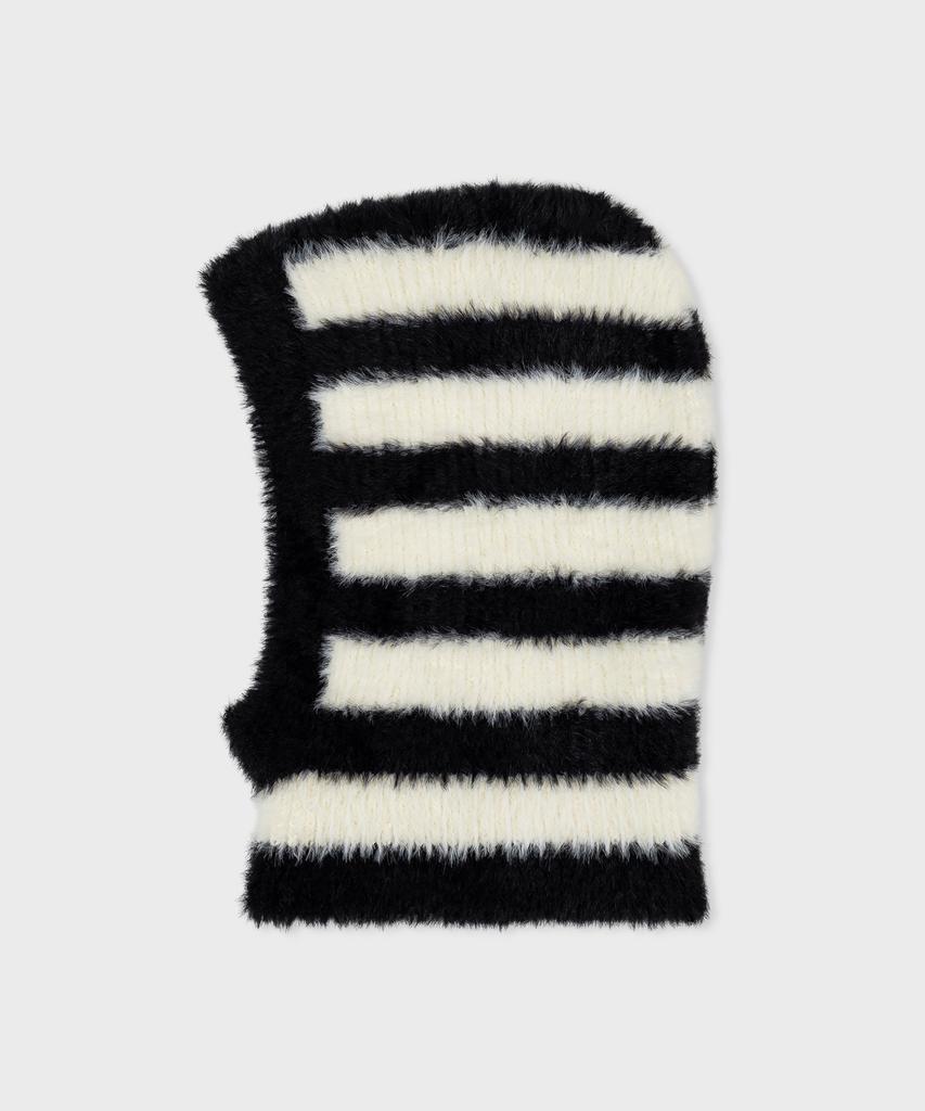 FALLETT Hairy Knit Striped Balaclava Black