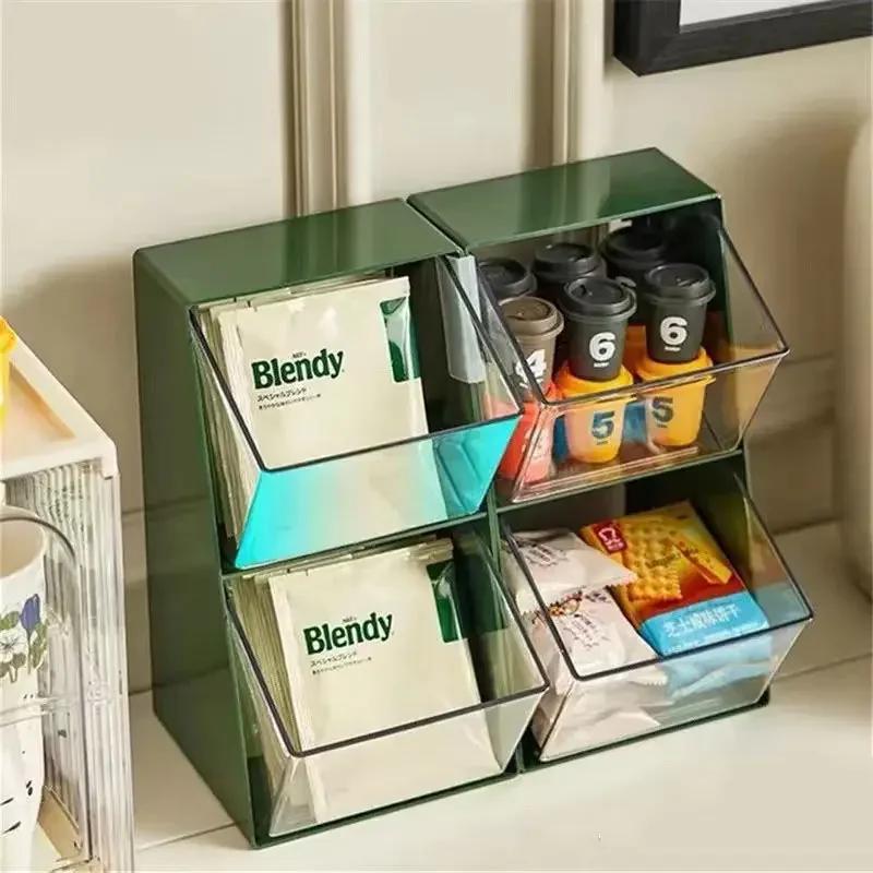 Tea Bag Storage Box Office Capsule Coffee Instant Milk Tea Finishing Shelf Transparent Acrylic Desktop Sundries Organizer Box