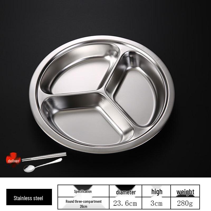 ZISIZ 304 Stainless Steel Round Kids Plate