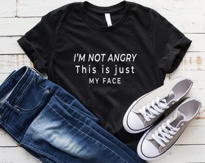 Camiseta Feminina Eu não estou brava, é só a minha cara Estampa Camiseta Feminina Manga Curta Gola O Camiseta Solta Camiseta Feminina
