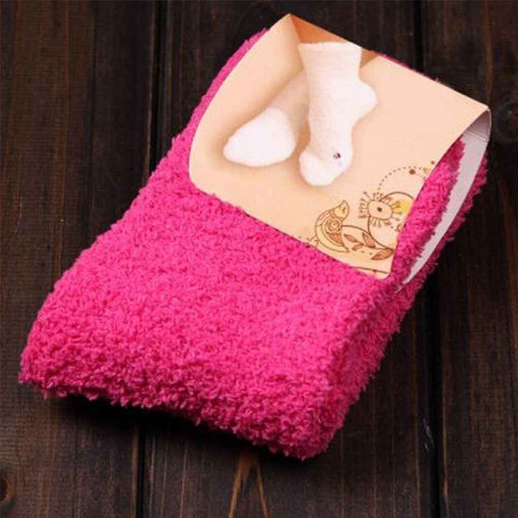 Fashion Casual Home Women Girls Soft Bed Floor Socks Fluffy Warm Pure Color