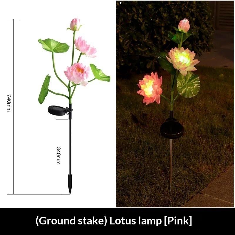 Solar Garden Light Lotus Lawn Light Outdoor Garden Balcony Courtyard Villa Landscape Ambience Decorative Floor Insert Light