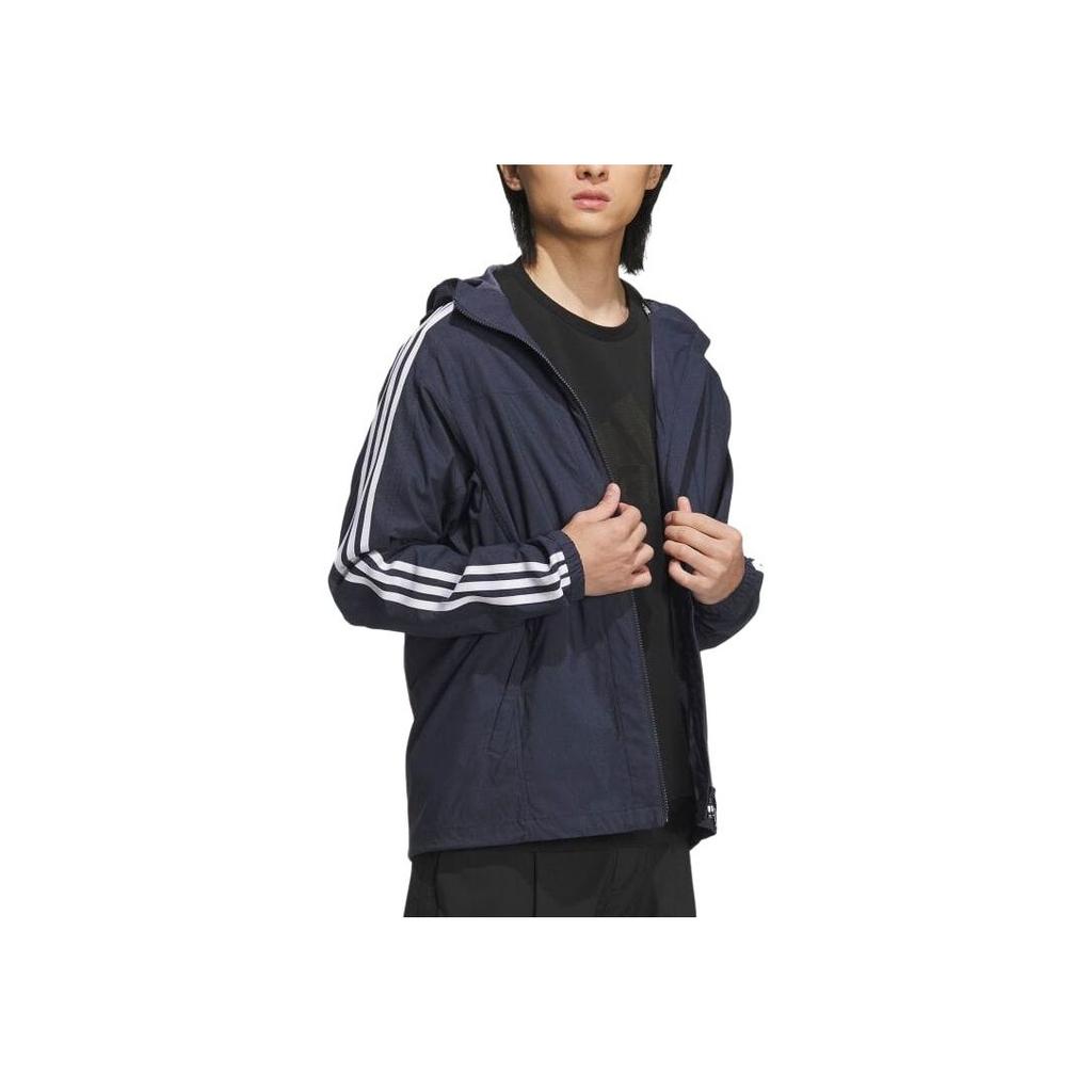 adidas Embroidered Striped Casual Hoodie Men Jacket Legend-Ink IA9389