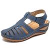 Woman Solid Color Vintage Wedge Sandals Ladies Platform Hollow Out Buckle Shoes Footwear