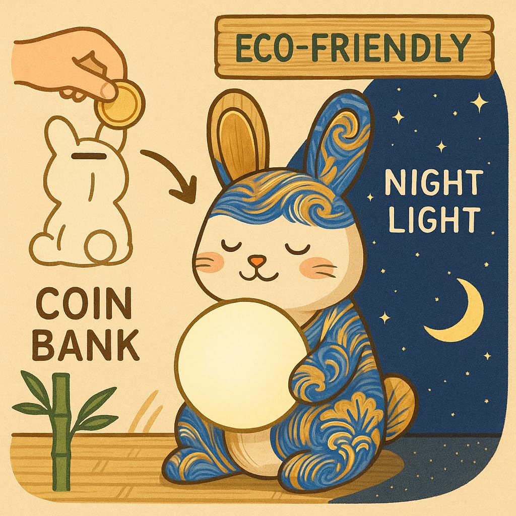 Rabbit Piggy Bank Drawing Craft Polling Art At Animal Indirect Making Pink Lamp, Kit, Kit, Handmade, Home, Lamp, Lighting, Kids, Toy, Boys, Girls,
