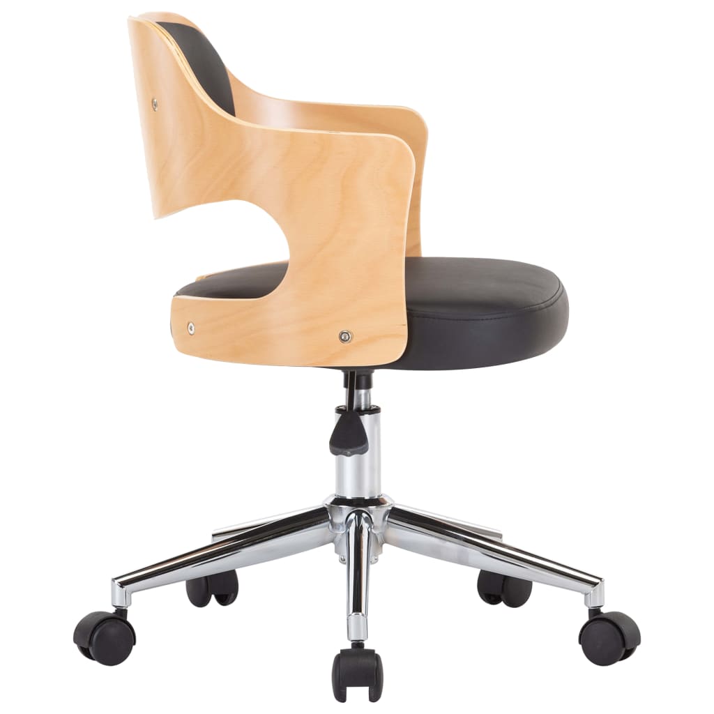 Swivel Office Chair Black Bentwood and Faux Leather