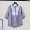 2026 Plus Size Chic Striped Patchwork Casual Shirt for Women