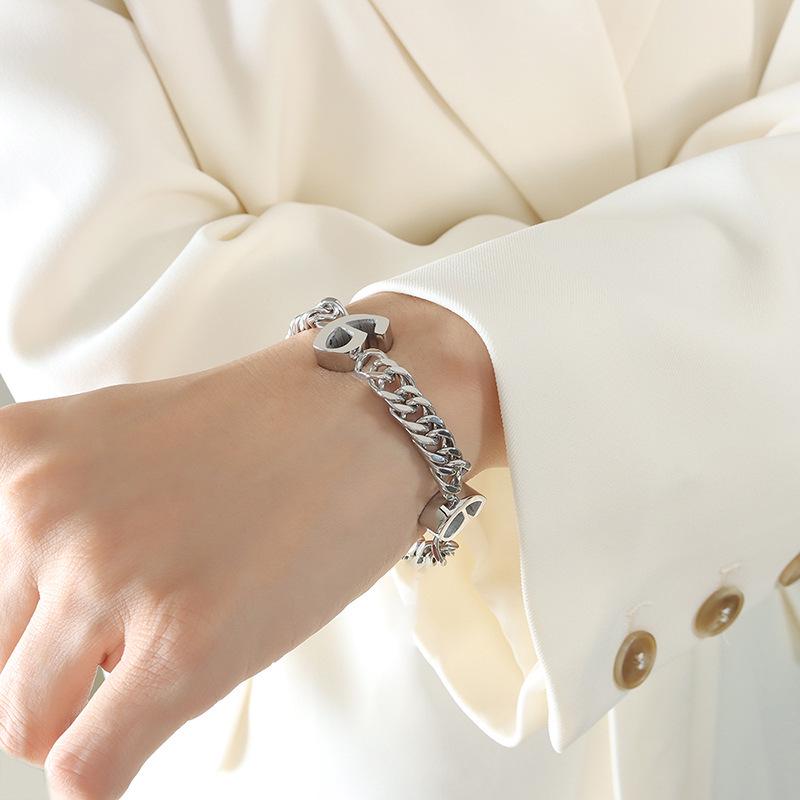 European-American Hip Hop Cuban Link Bracelet - 18K Gold-Plated Titanium Steel, Trendy Statement Jewelry