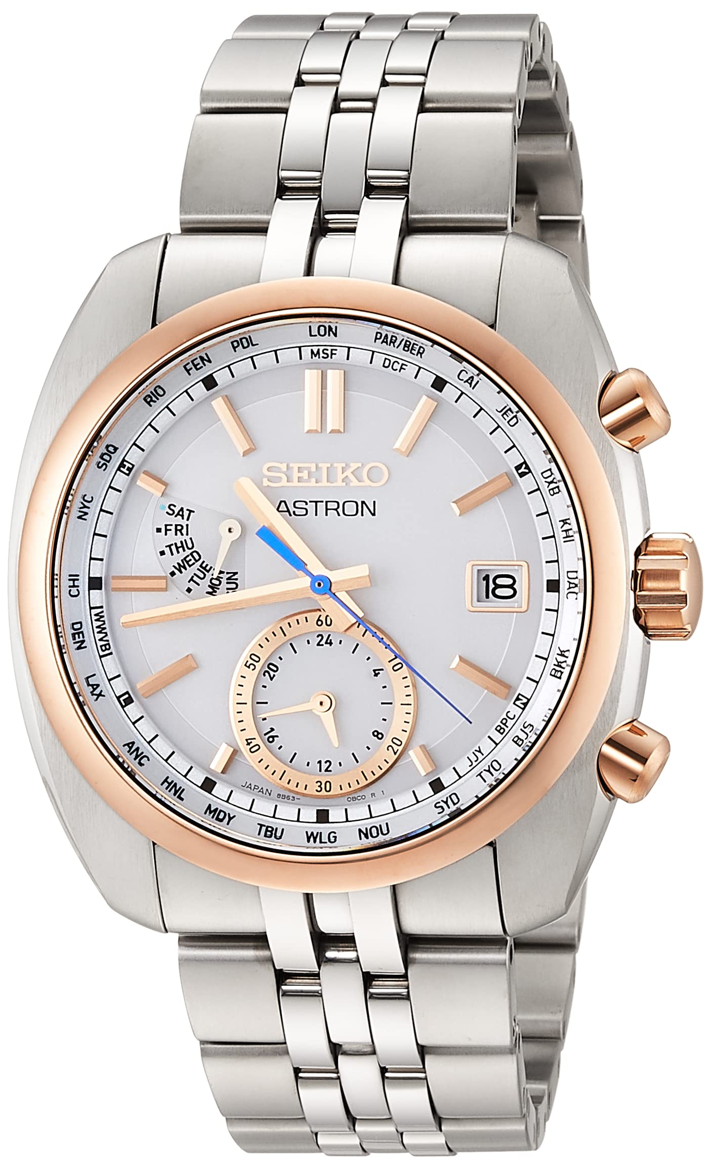 

[Seiko Watch] Astron Solar Radio 8B63 World Time Classic Series SBXY020 чоловічий срібний