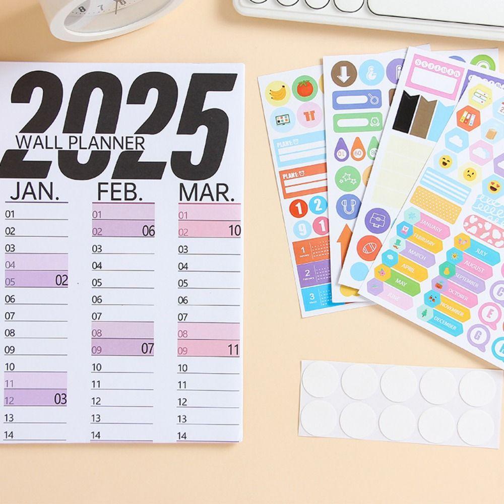 Foldable 2025 Calendar Planner Sheet Plastic Schedule Organizer  For School Office